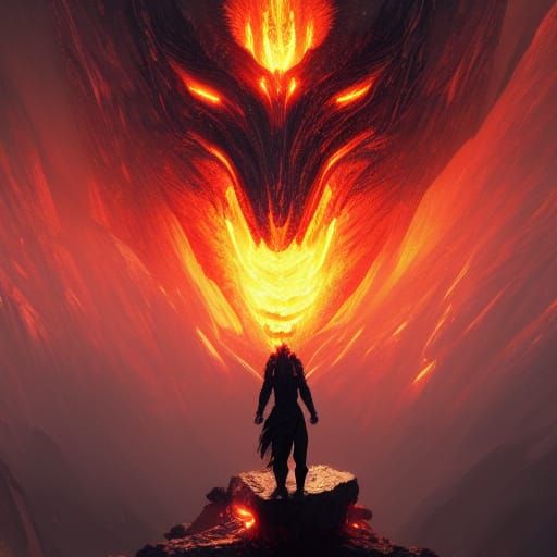 Molten Lava Creature: Dark Fantasy Concept Art