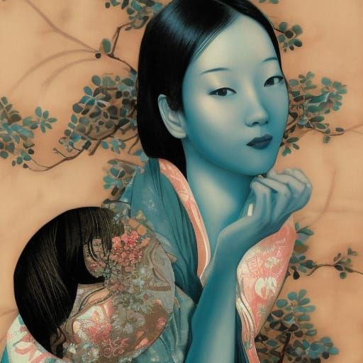 Beautiful Asian Woman With Melancholic Gaze