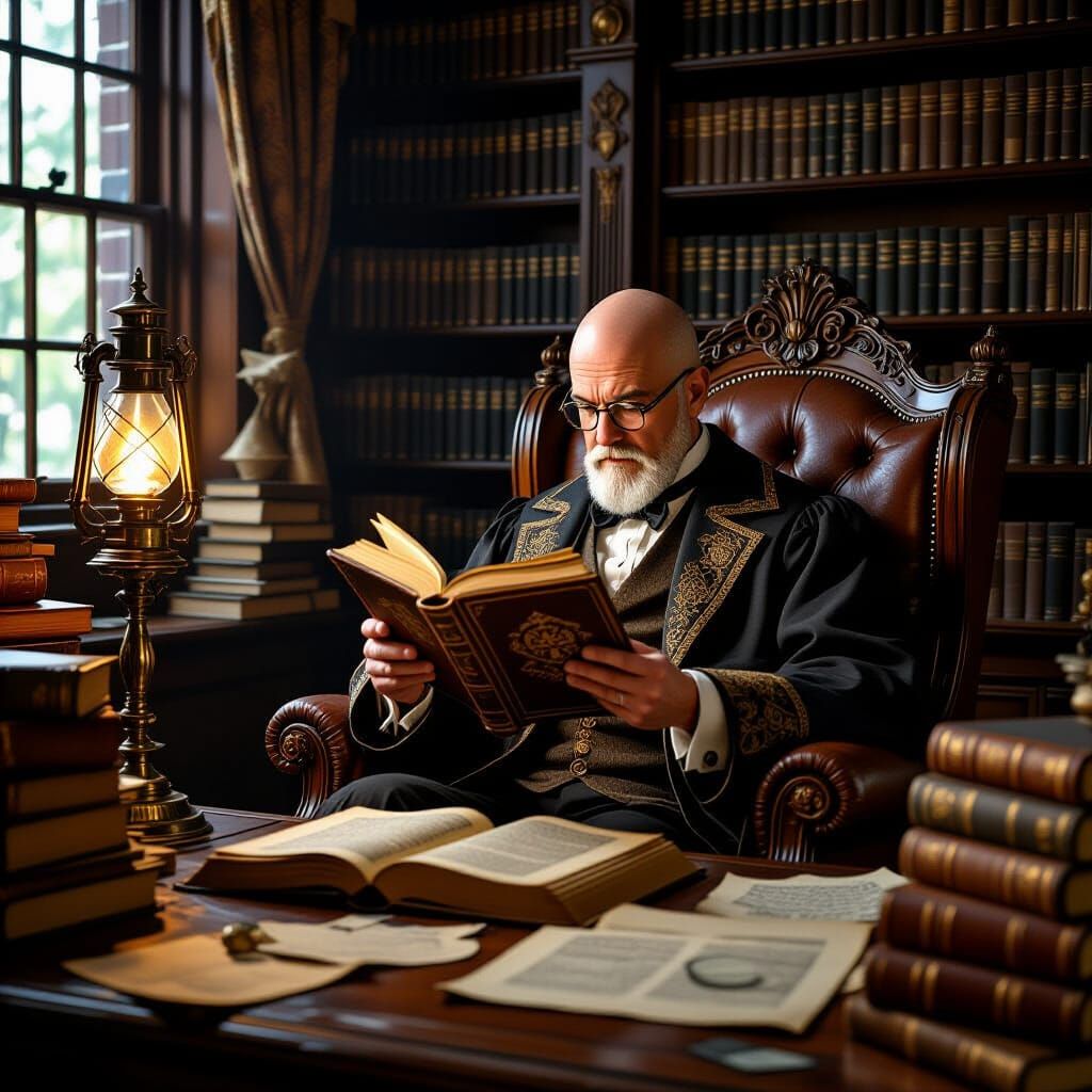 Old-Fashioned Professor's Office with Ancient Tome