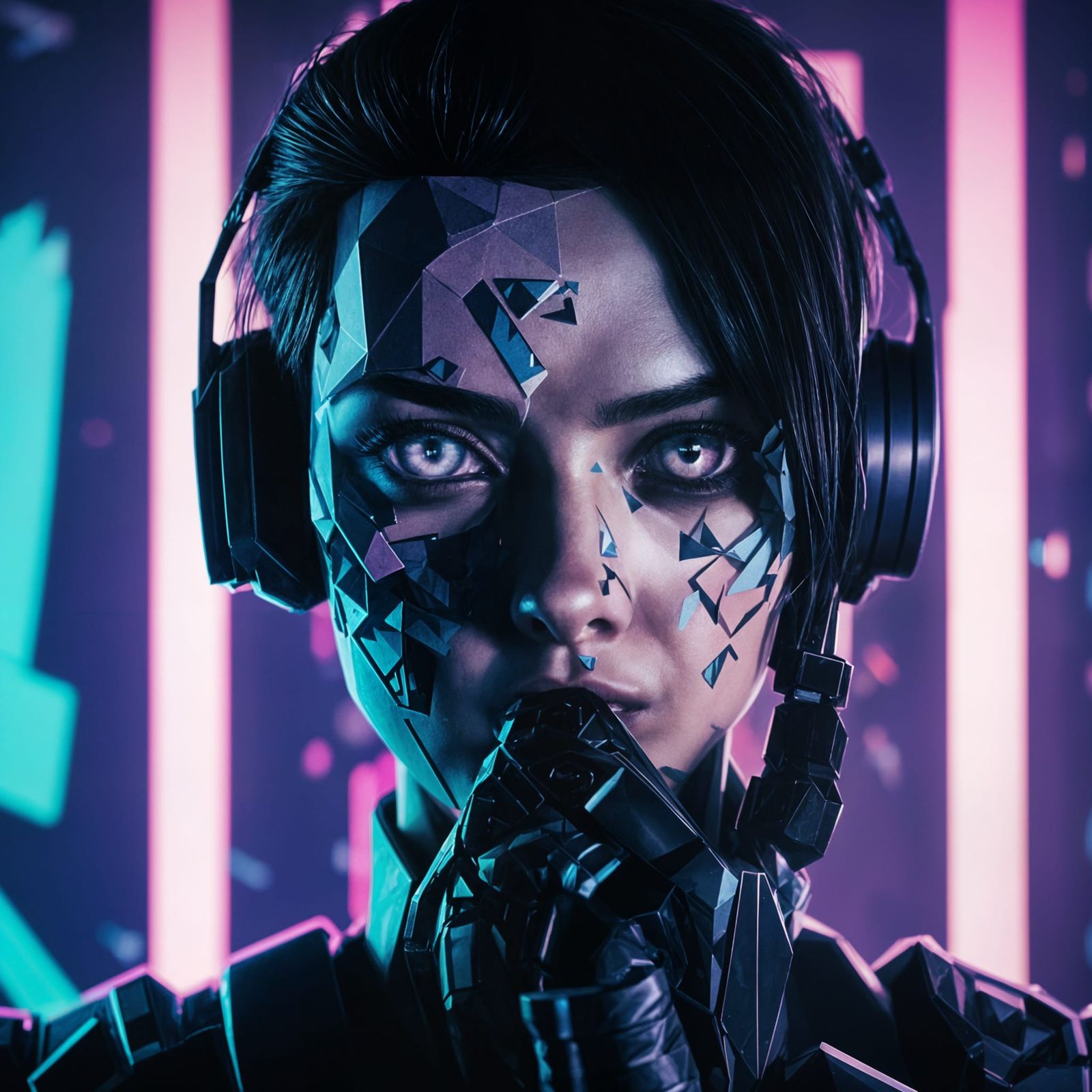 Stencil Art of Figure Speaking Into Megaphone