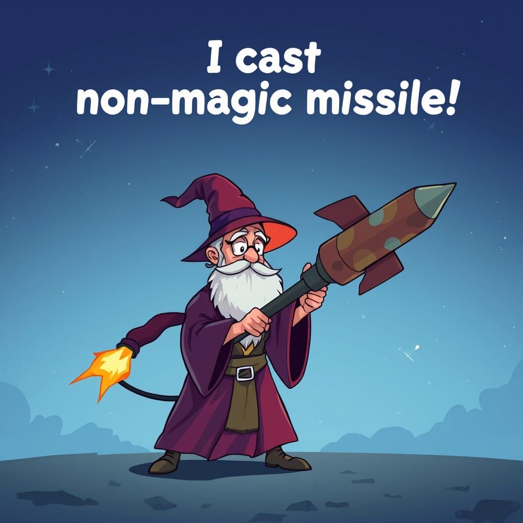 Cyberpunk Anime Masterpiece: Wizard Firing Rocket Launcher