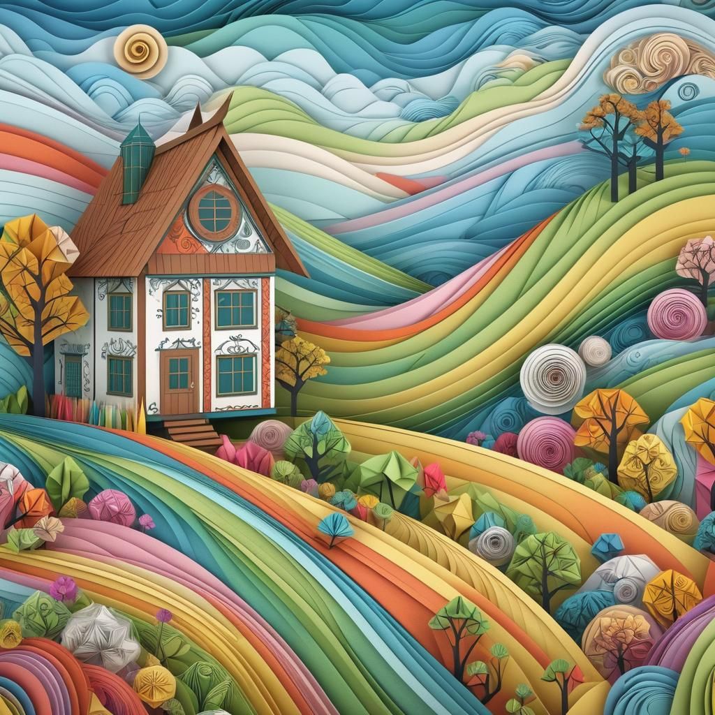 Origami Paper Folds Papercraft in 3D Shading