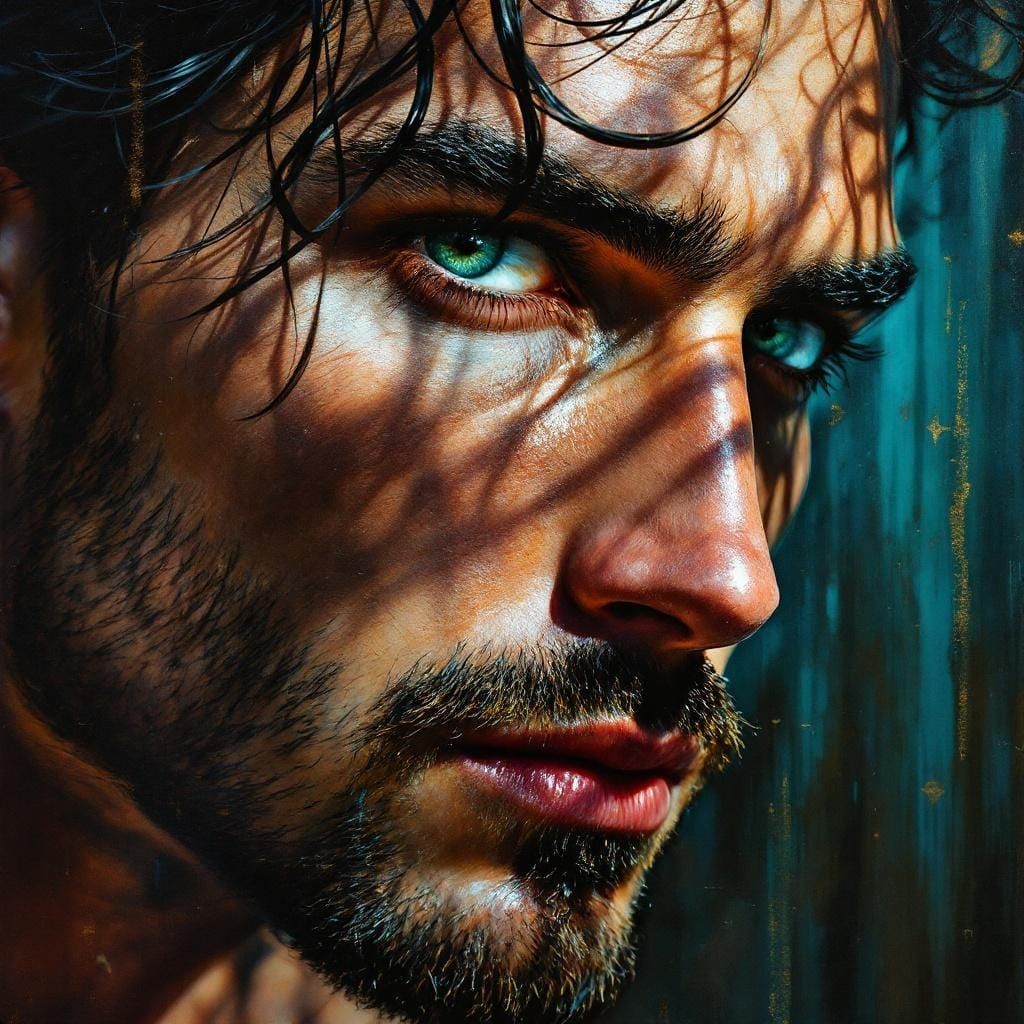 Detailed Portrait of a Man in the Style of Oil Painting