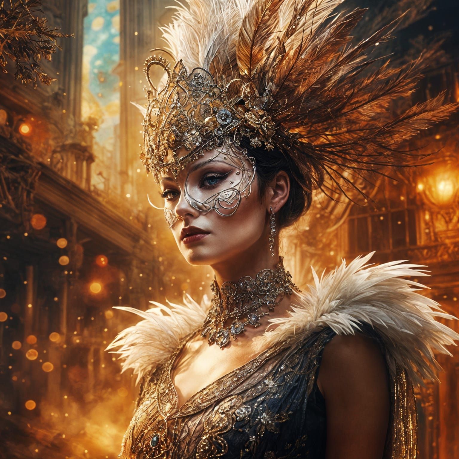 Cabaret Queen at Masquerade Ball in Double Exposure