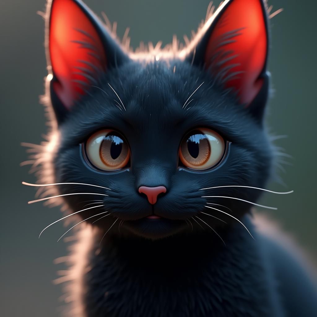 Mismatched Eyes: A Black Cat in Anime Style