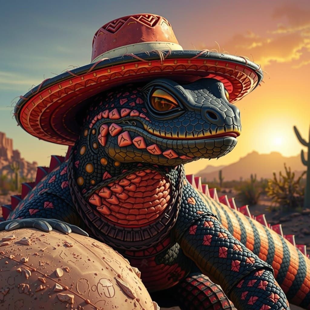 Gila Monster in Sombrero: Comic Book Art