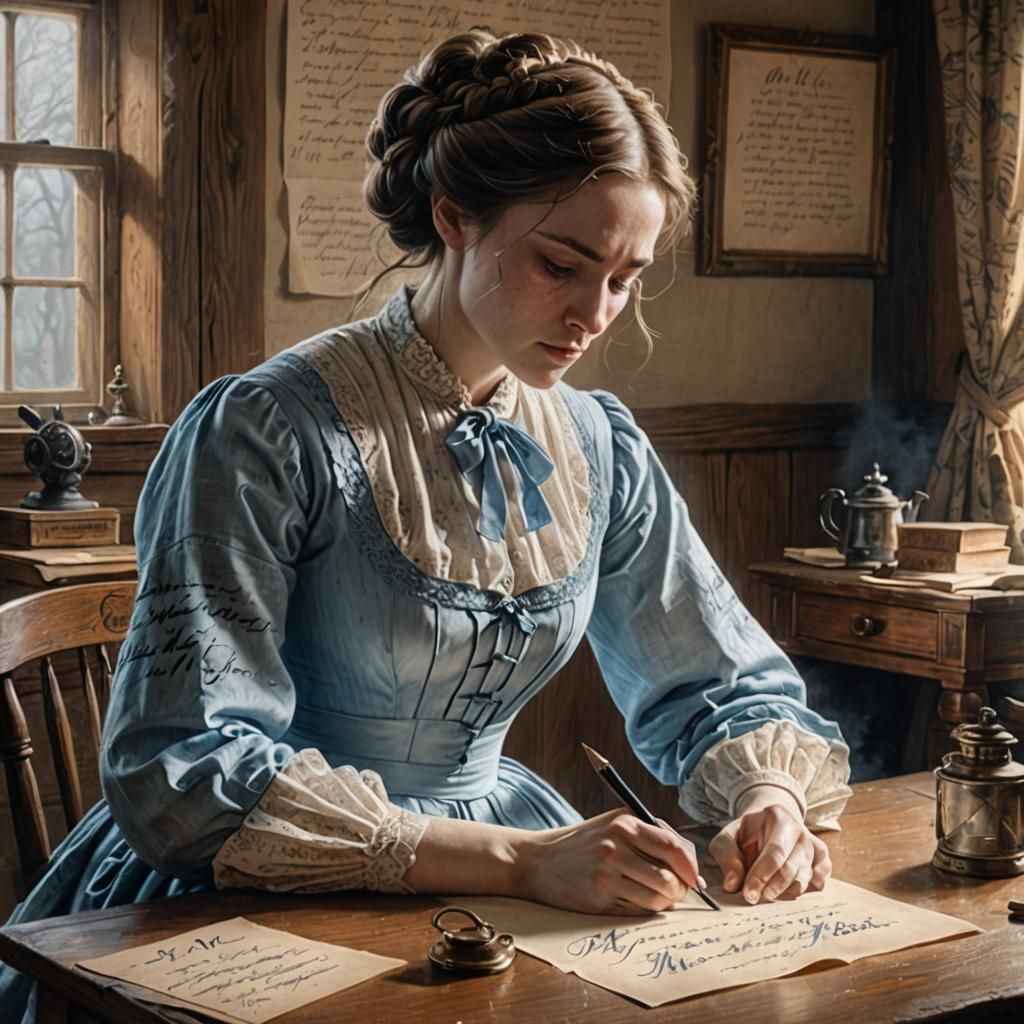 Civil War Soldier Writing Letter: Pencil Sketch