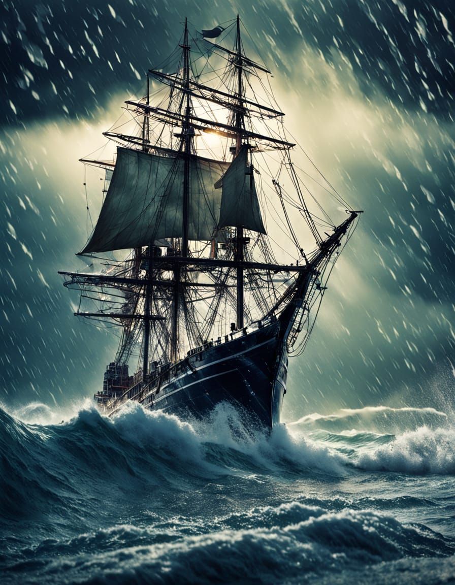 Ship in a Bottle Rides a Stormy Wave