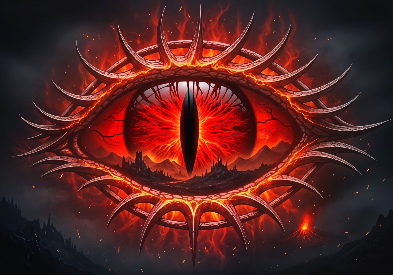 The Eye of Sauron with Burning Red Flame
