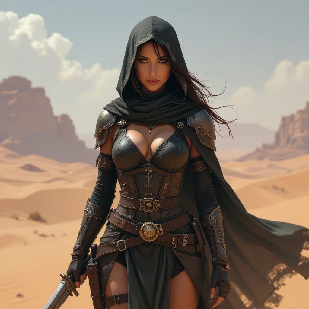 Desert Assassin Woman in Dramatic Lighting