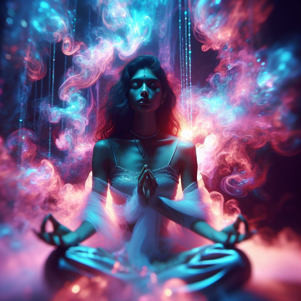 Ethereal Meditation: Kirilian Photography with Neon Lights