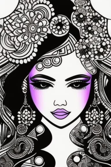 Detailed Black and White Coloring Book Page