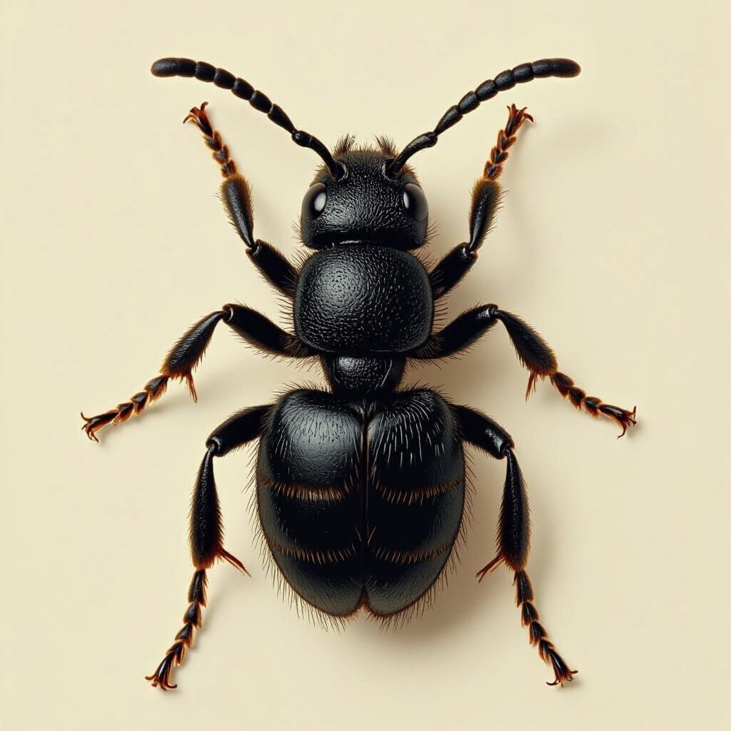 Detailed Naturalistic Drawing of a French Black Ant