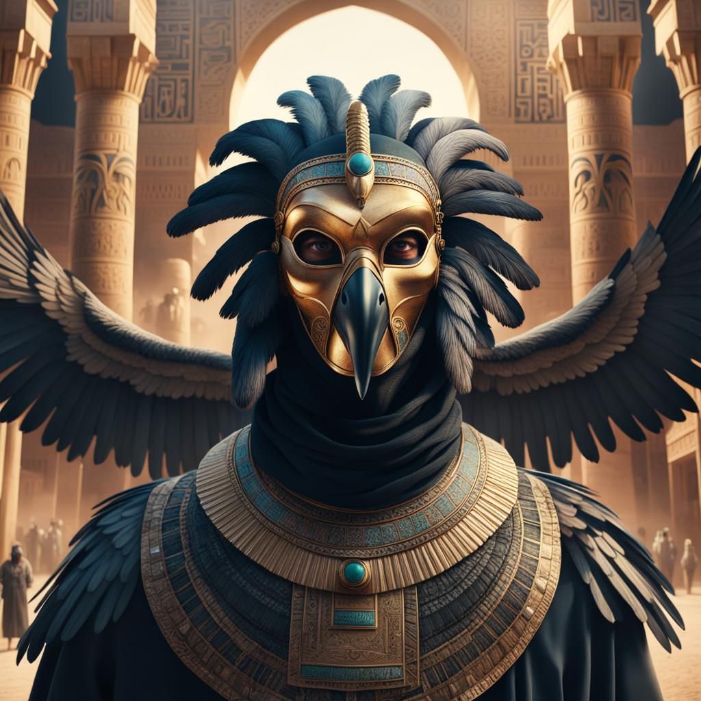 Egyptian Man with Vulture Mask: Digital Matte Painting