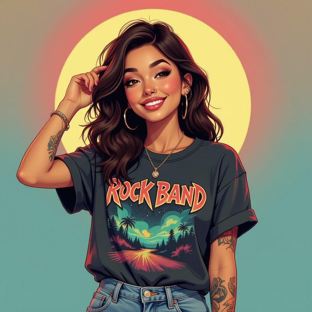 Hyperrealistic Portrait of a Smiling Woman with Tattoo