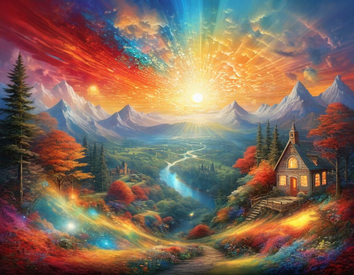 Ethereal Dreamscape in Mixed Media Style