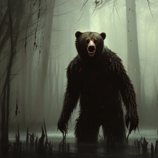 High Gothic Werebear in Decaying Swamp
