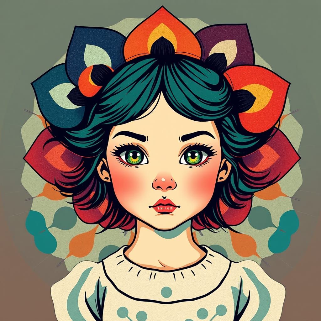 Vibrant 5-Year-Old Girl in Whimsical Fairy Tale Scene