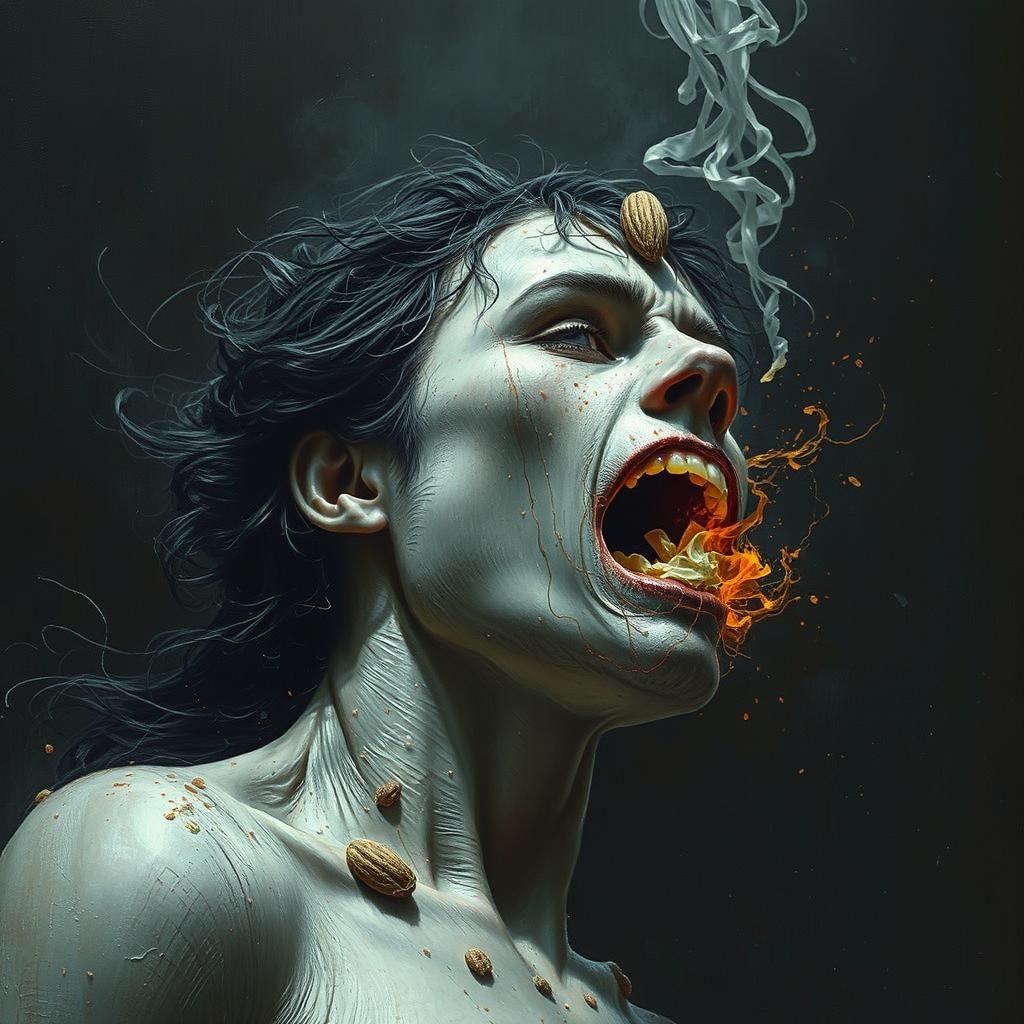 Horrific Almond Skin Scene in Doré Style