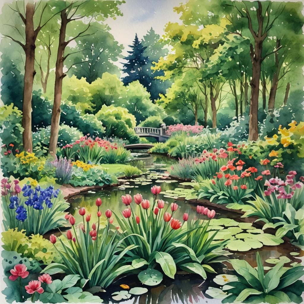 Watercolor Sketch of Leiden Botanical Garden