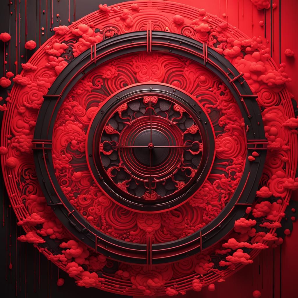 Vibrant Japanese Wall Art in Red and Black