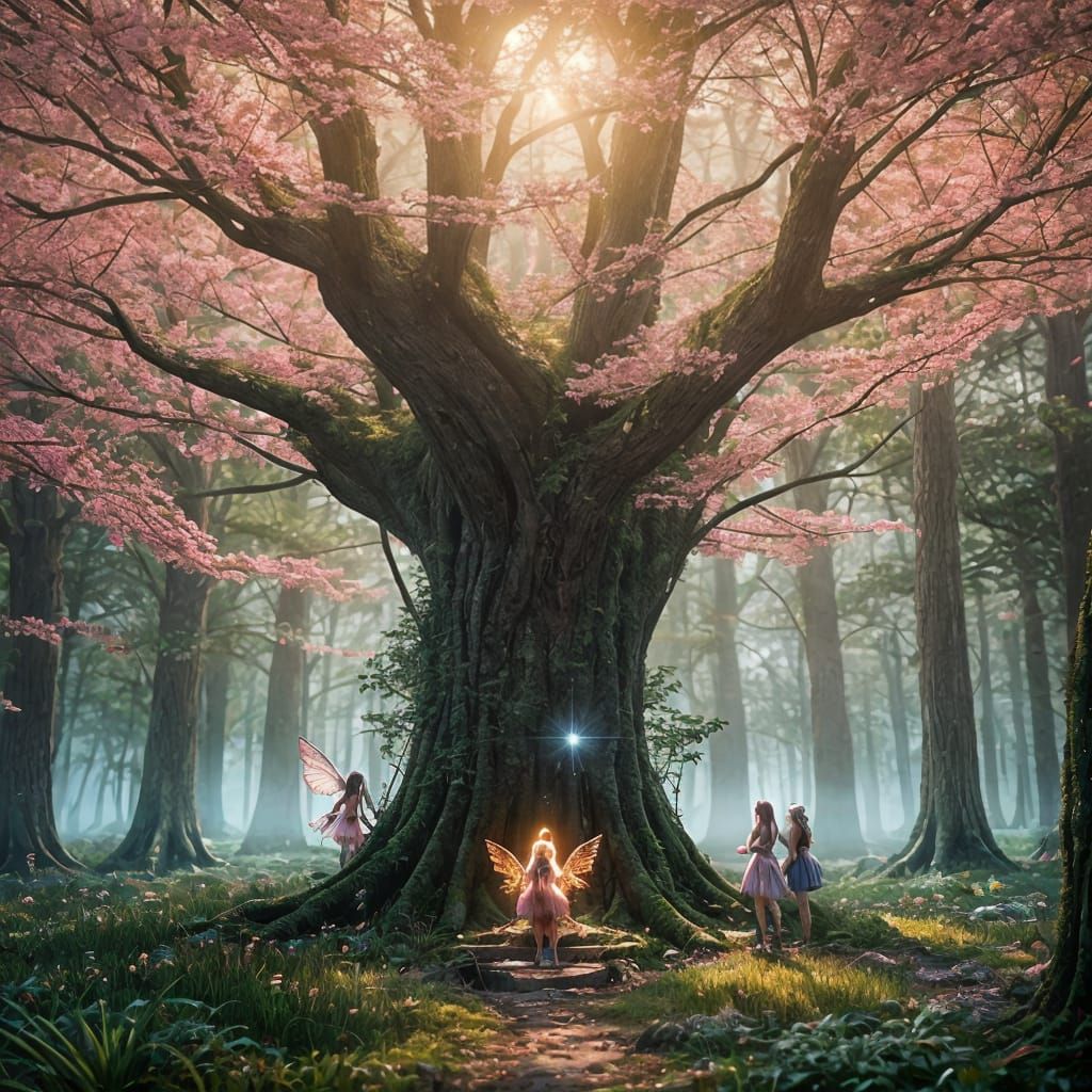 Detailed 3D Anime Fairies Meeting, 8k Resolution