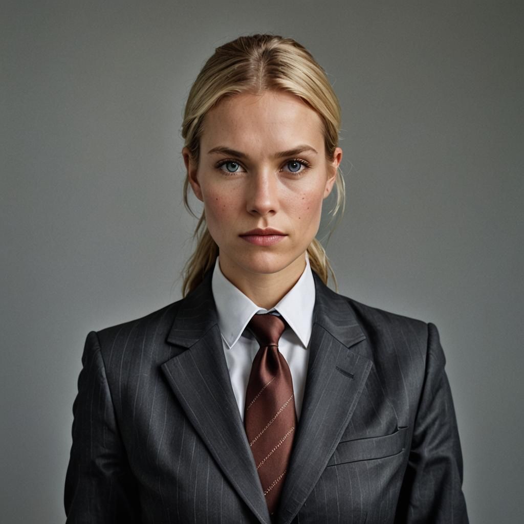 Professional Portrait of Woman in Leather Suit