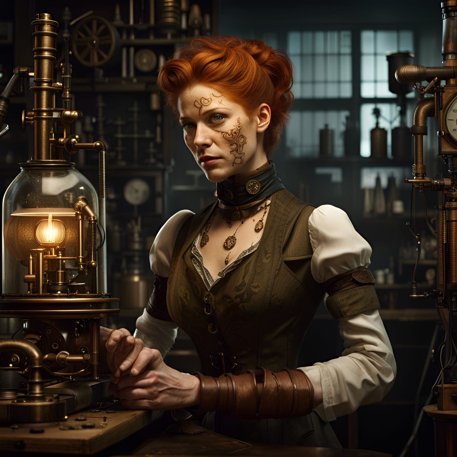 Victoria Frankenstein in her laboratory.