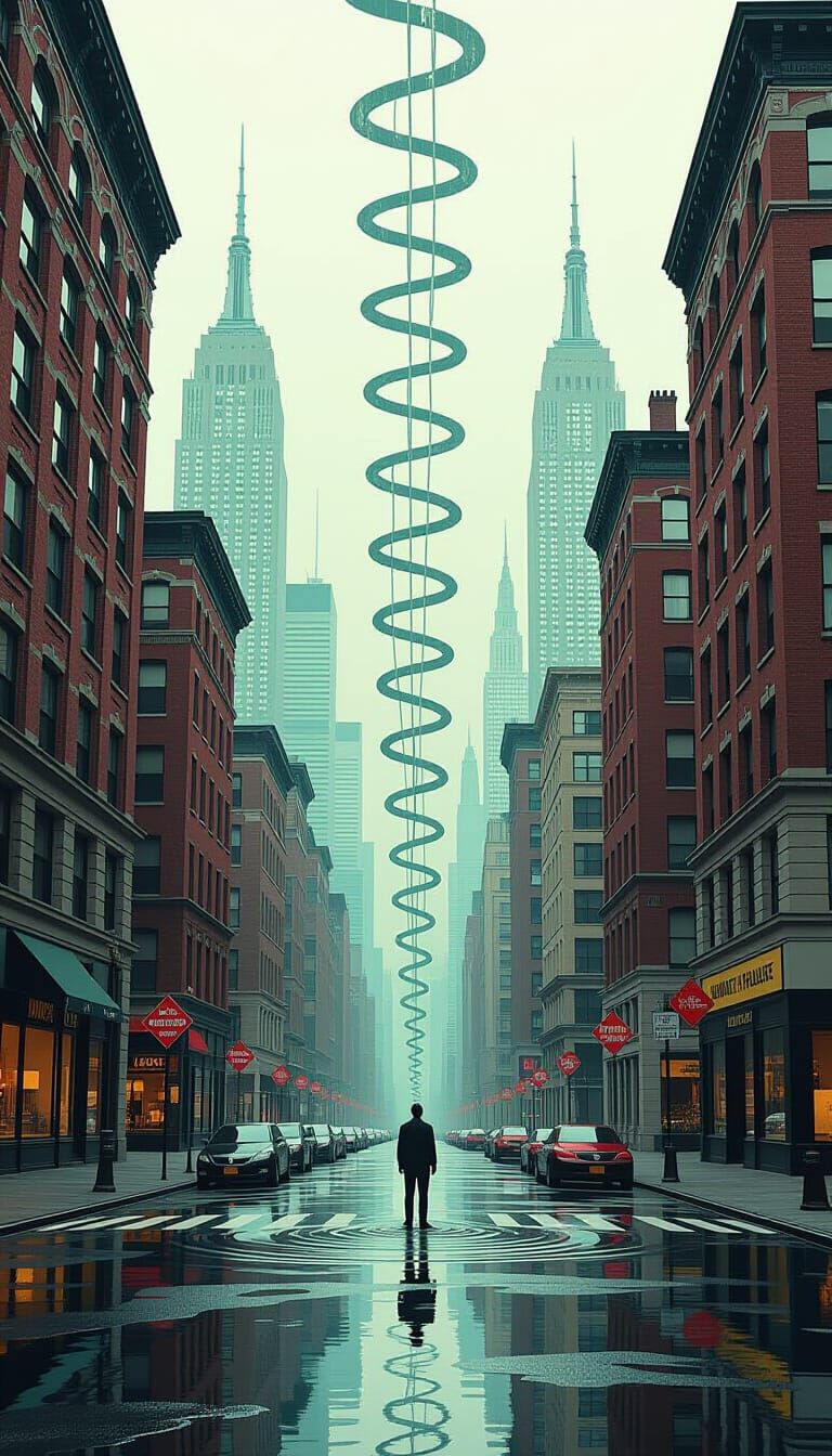 Surreal Liquified Manhattan Skyline in Liquid Realism