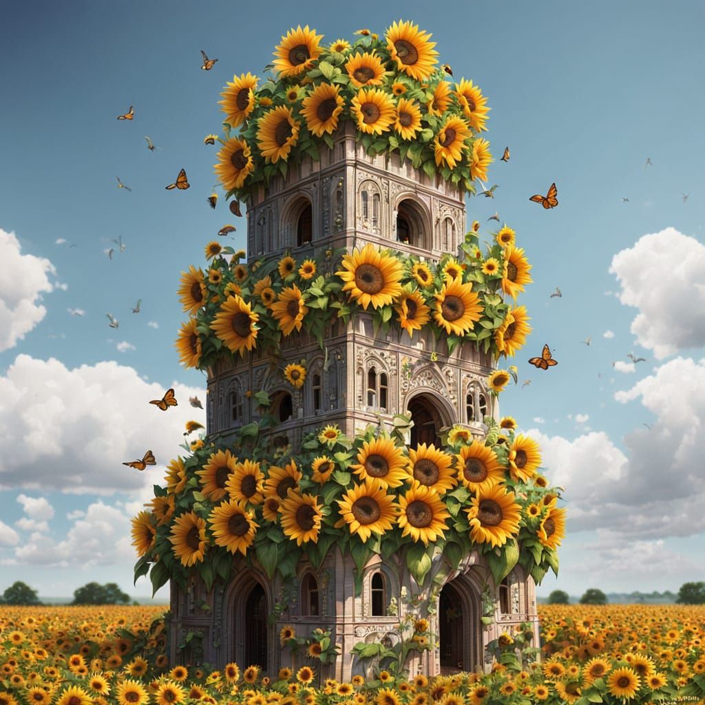Giant Sunflower Tower Teeming with Cute Creatures