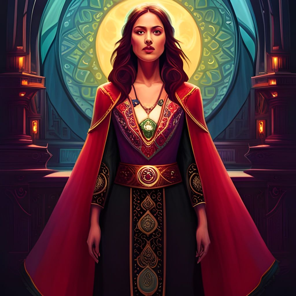 Female Magician Portrait with Warped Dimensions