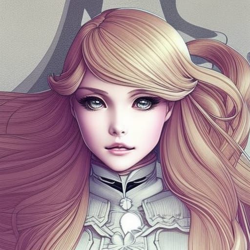 Mischievous Schoolgirl in Study, Ink Pen Sketch Illustration