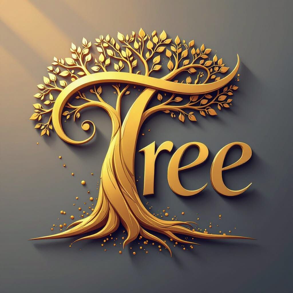 Golden Tree 'T' Logo for Tree Company