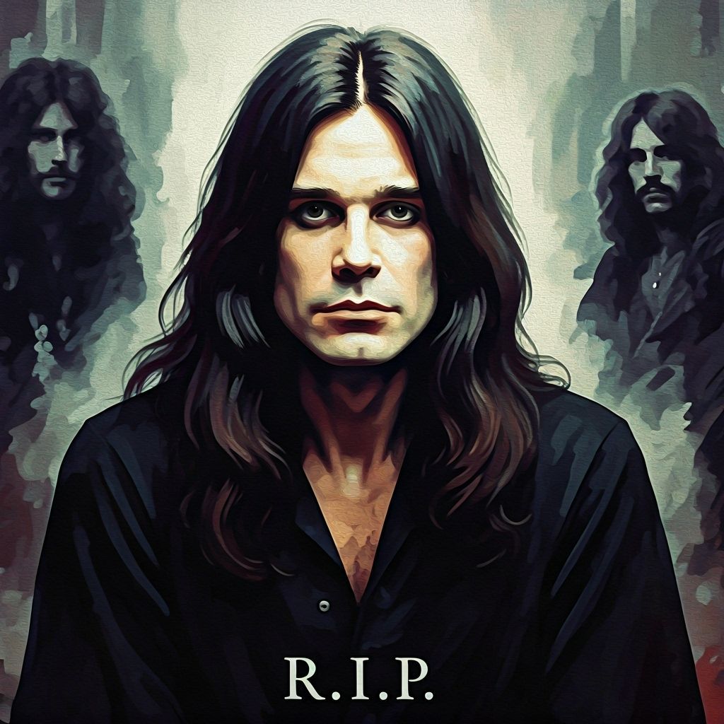 Ozzy Osbourne Portrait in Impressionistic Watercolour Style