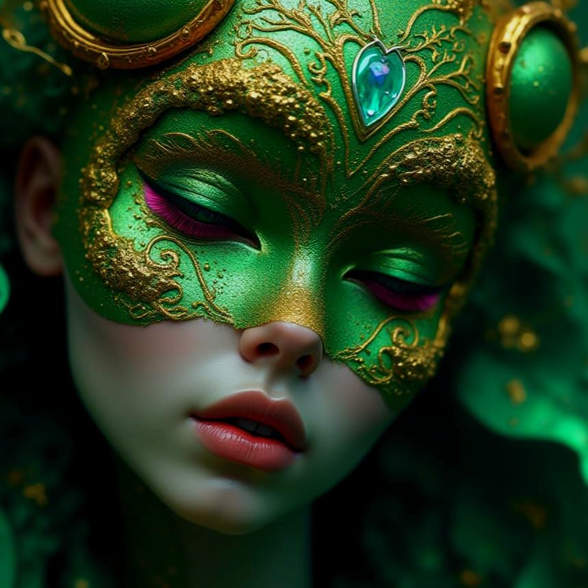 Vibrant Psychedelic Face in Hyperrealistic 3D Style