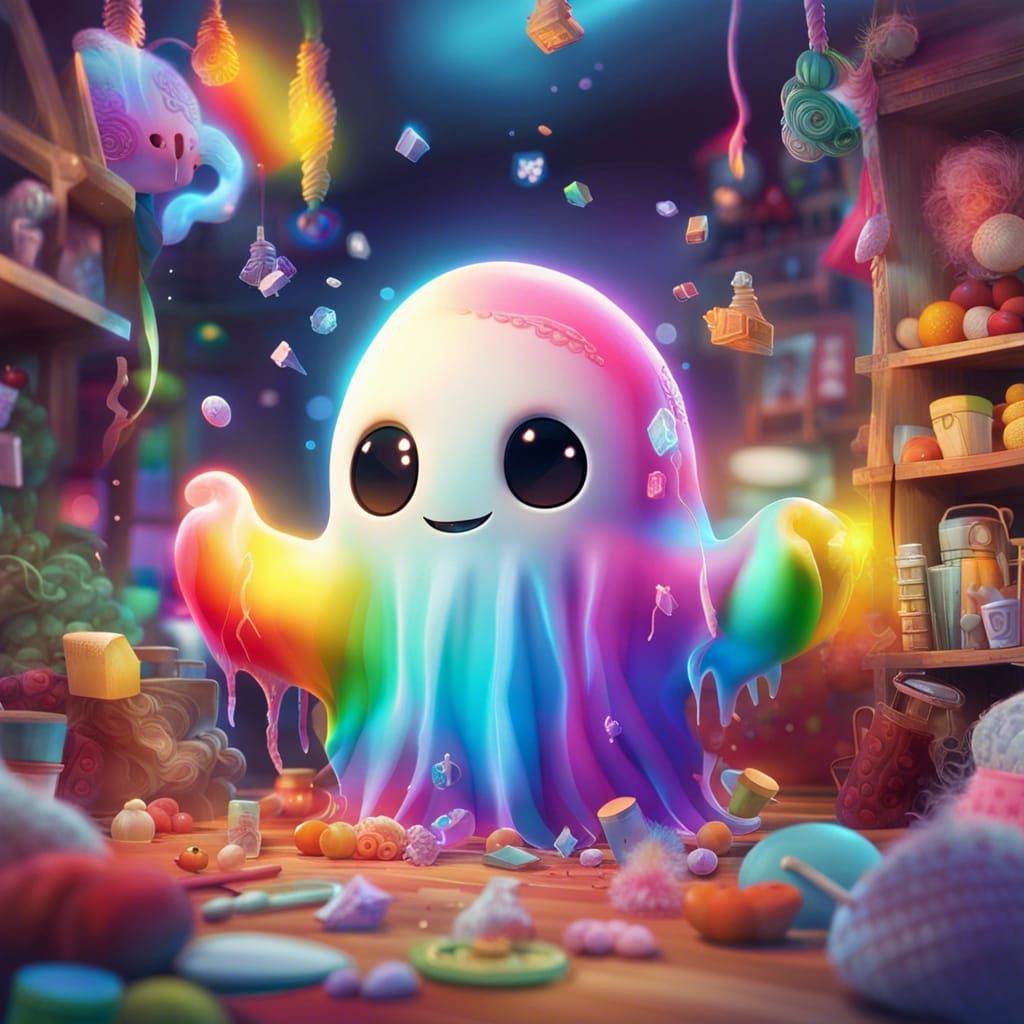 Colorful Rainbow Ghost in Magical Place