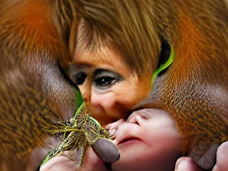 Nicola Sturgeon Orangutan with Lizard Baby
