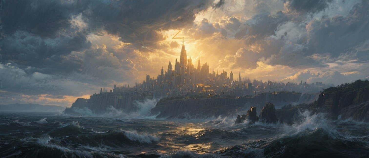 Zion City Rises from Stormy Seas in Digital Matte Painting S...