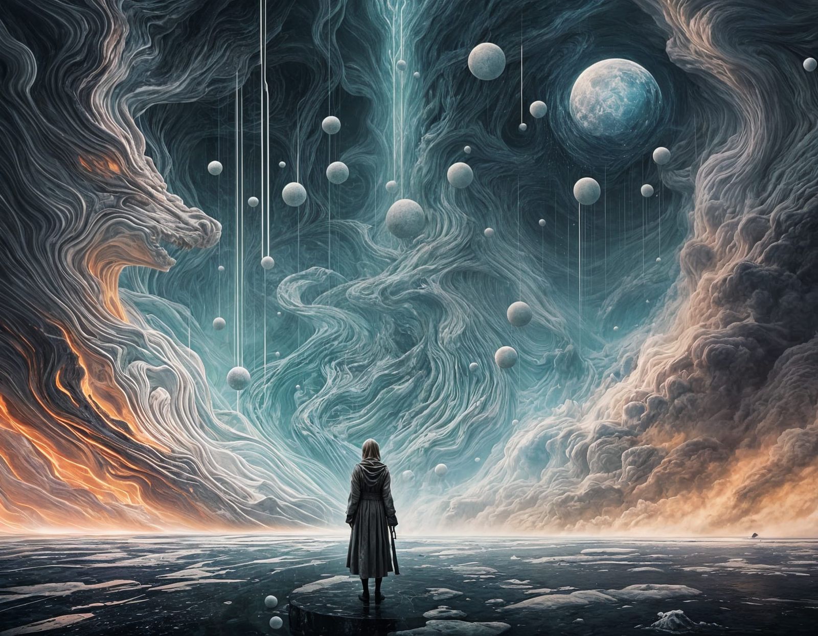 Dystopian Liminal Space With Ancient Symbols