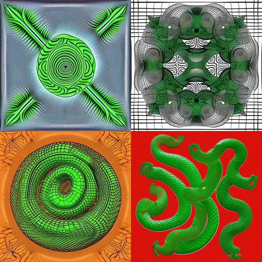 Abstract Jade Snake with Fractal Patterns