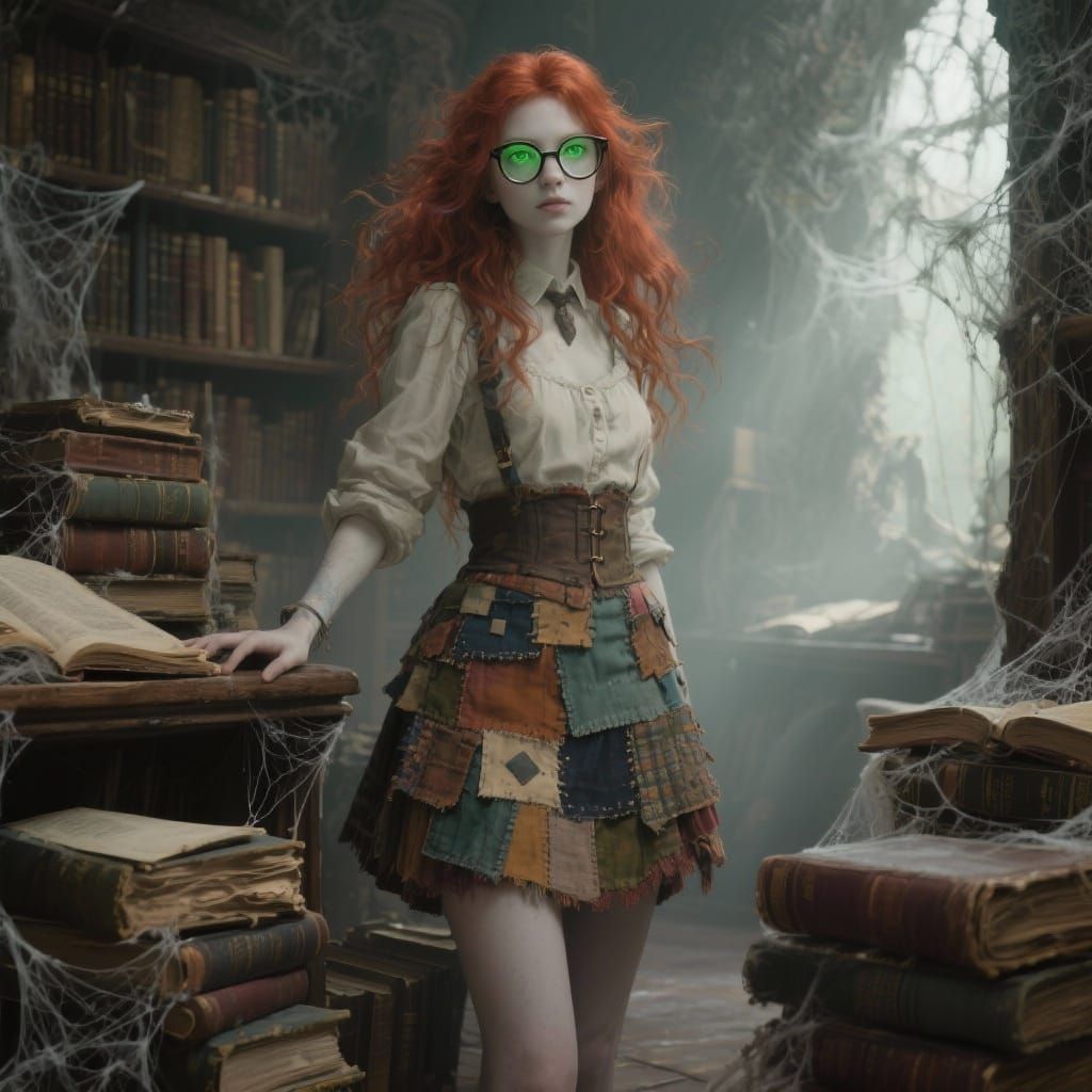 Sensuous Librarian in Dreamy, Ghostly Library
