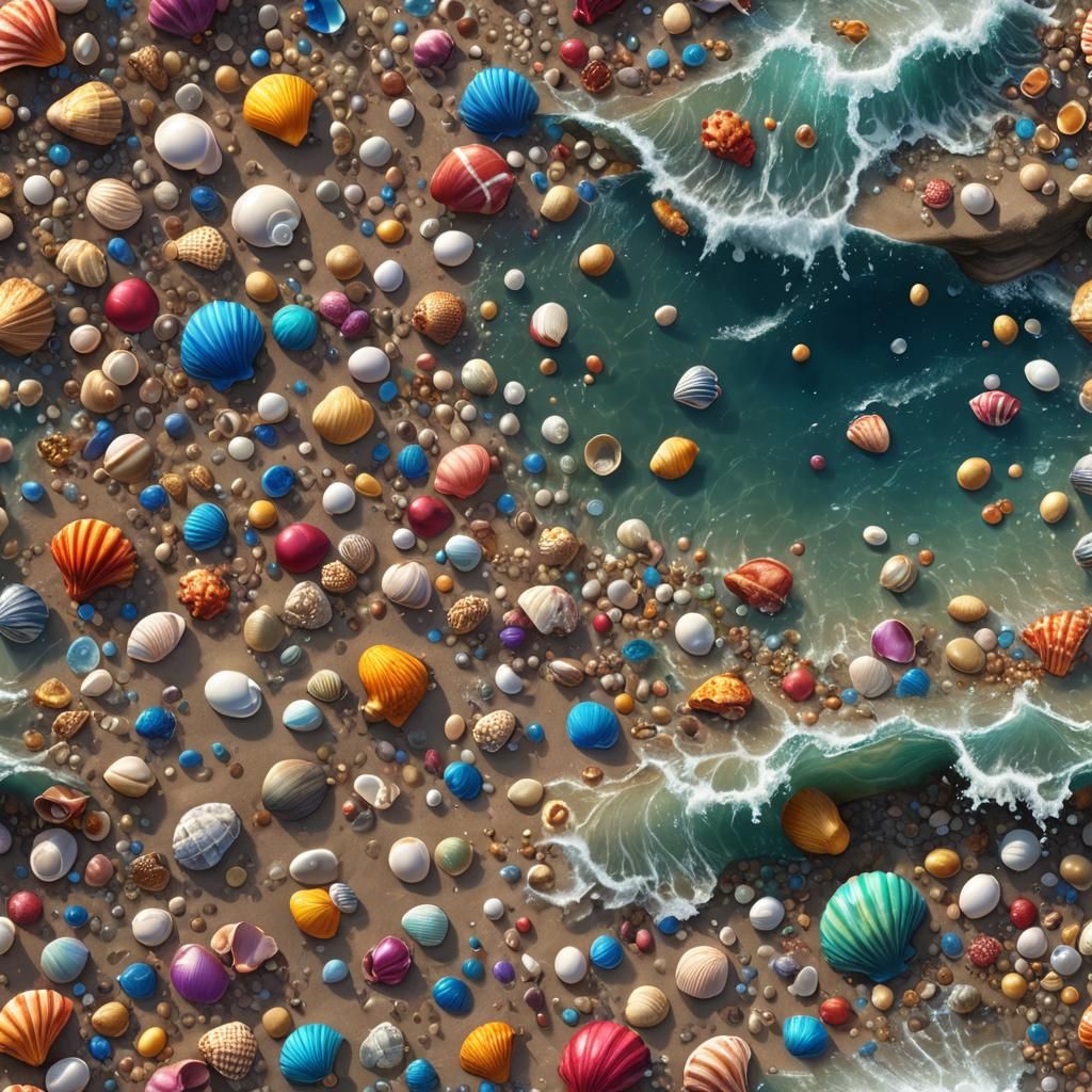 Vibrant Beach Scene with Roaring Waves, Matte Painting