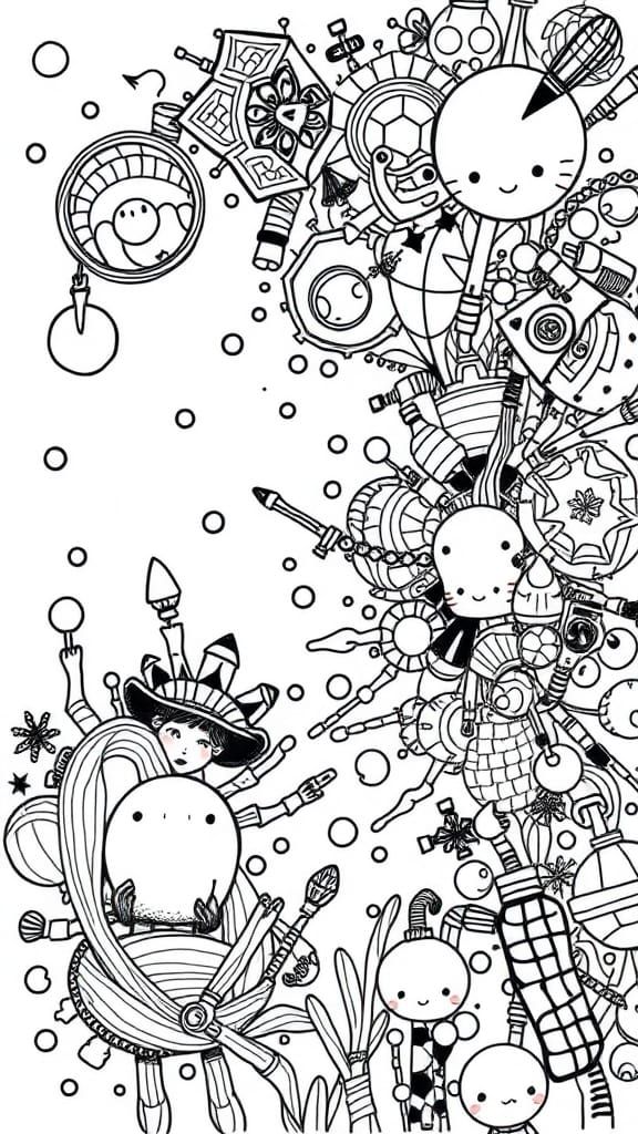 Detailed Intuitive Doodle Drawing in Black and White