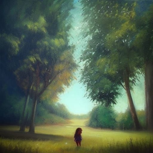 Girl Outdoors in Field with Dynamic Lighting