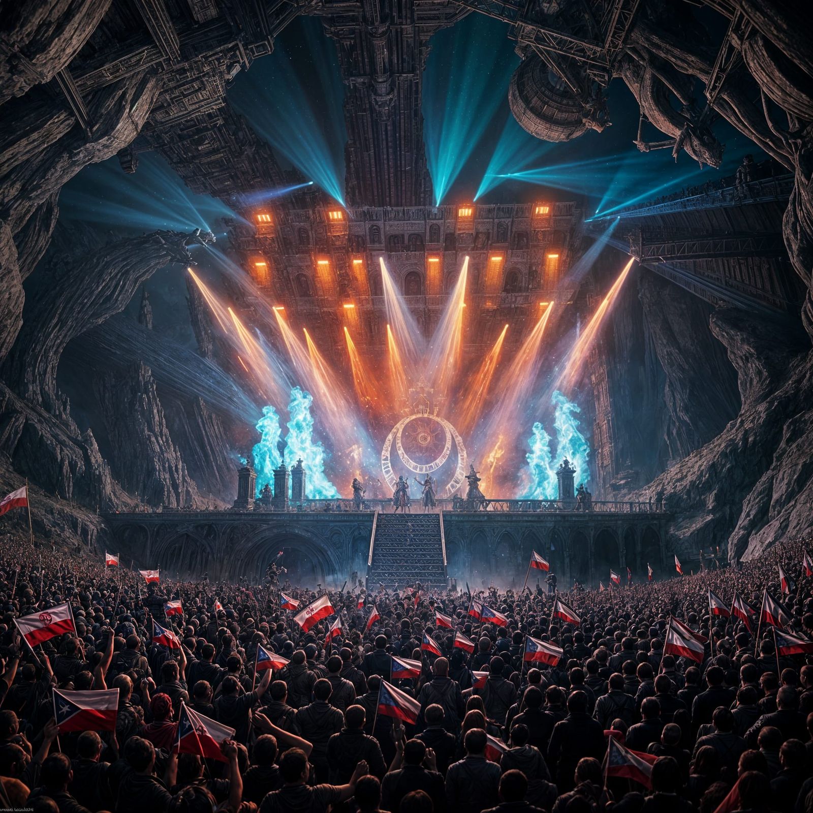 Metal Band Plays Hellish Stage as Digital Painting
