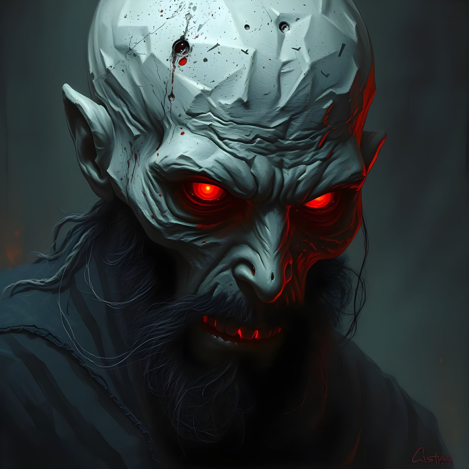 Dark Onibaba Figure in Horror Art Style