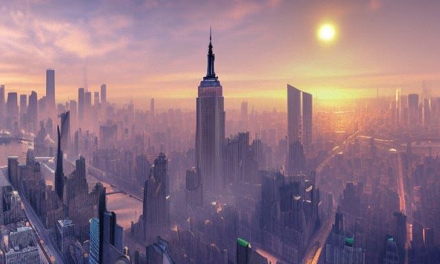 New York City Sunrise: Detailed Matte Painting