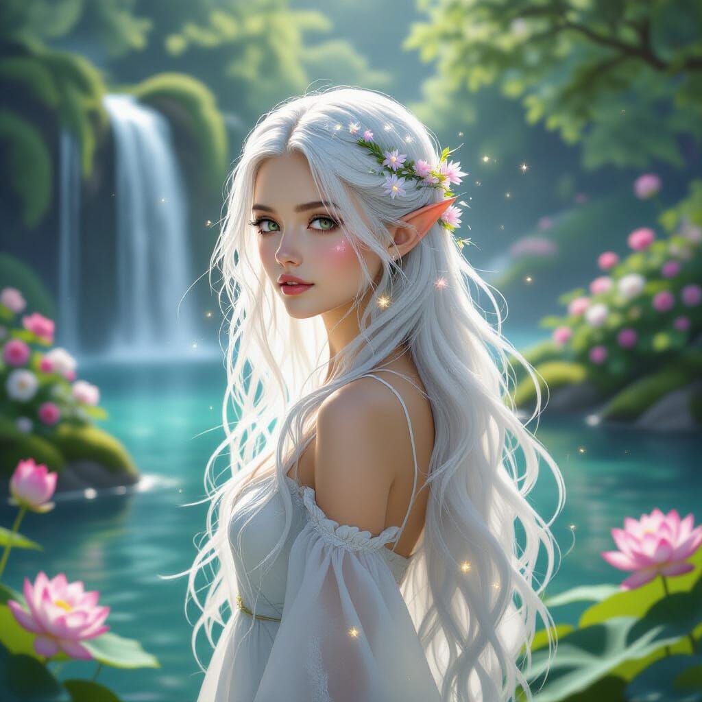 Ethereal Fairy with Flowing Hair and Glowing Tendrils