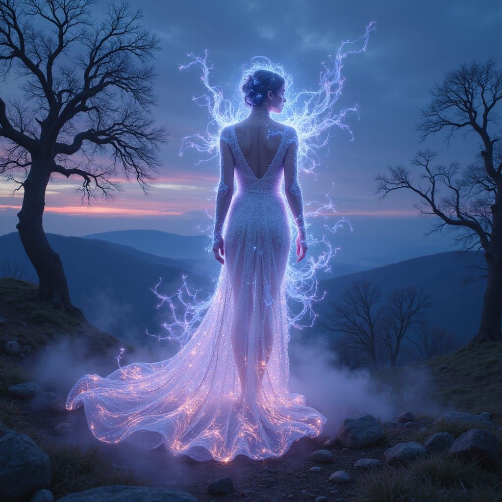 Ethereal Goddess in Dreamlike Landscape