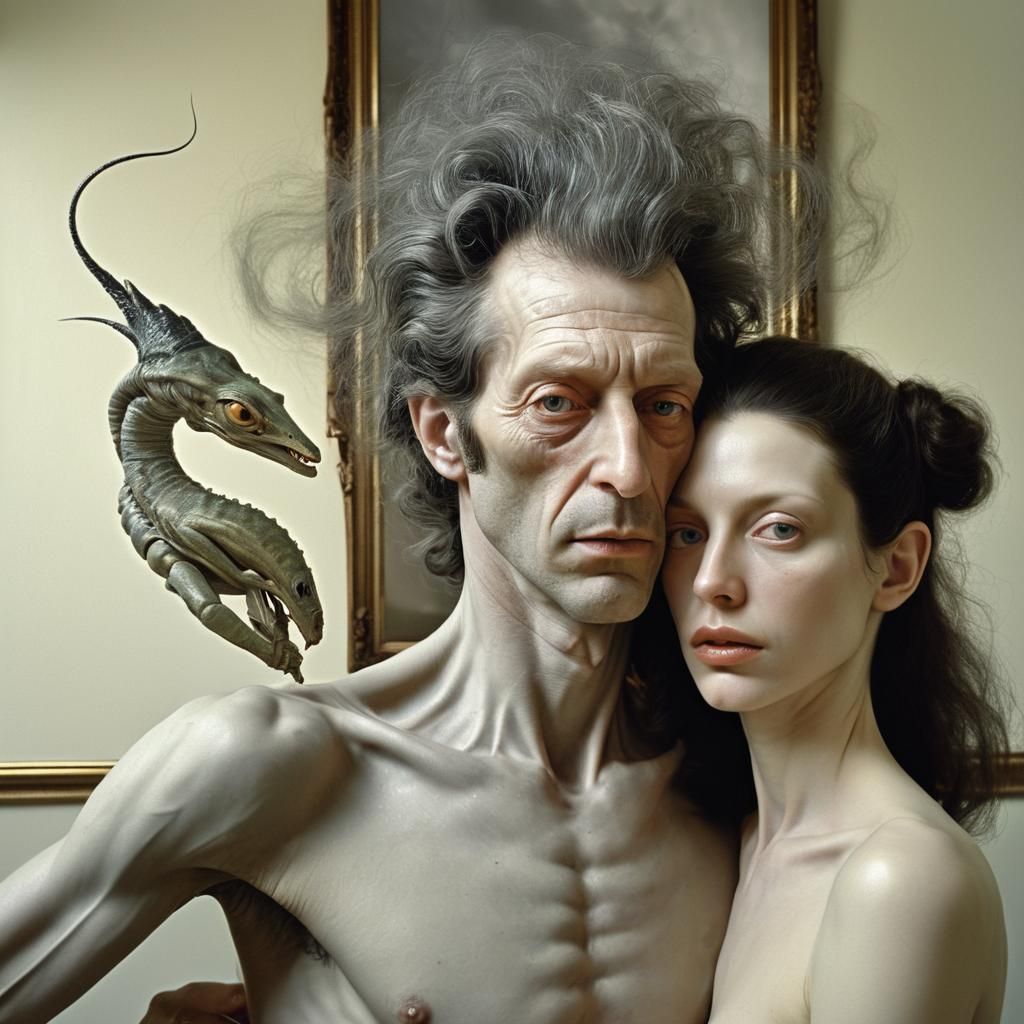Exotic Portrait of Beautiful People with Alien Creatures